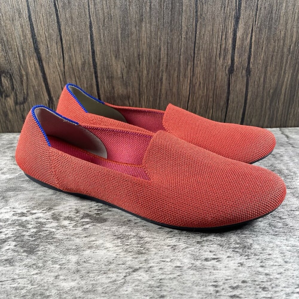 Rothy's Women's Flat The Loafer Red Slip On Round Toe Sz 8.5 *MISSING INSOLE*